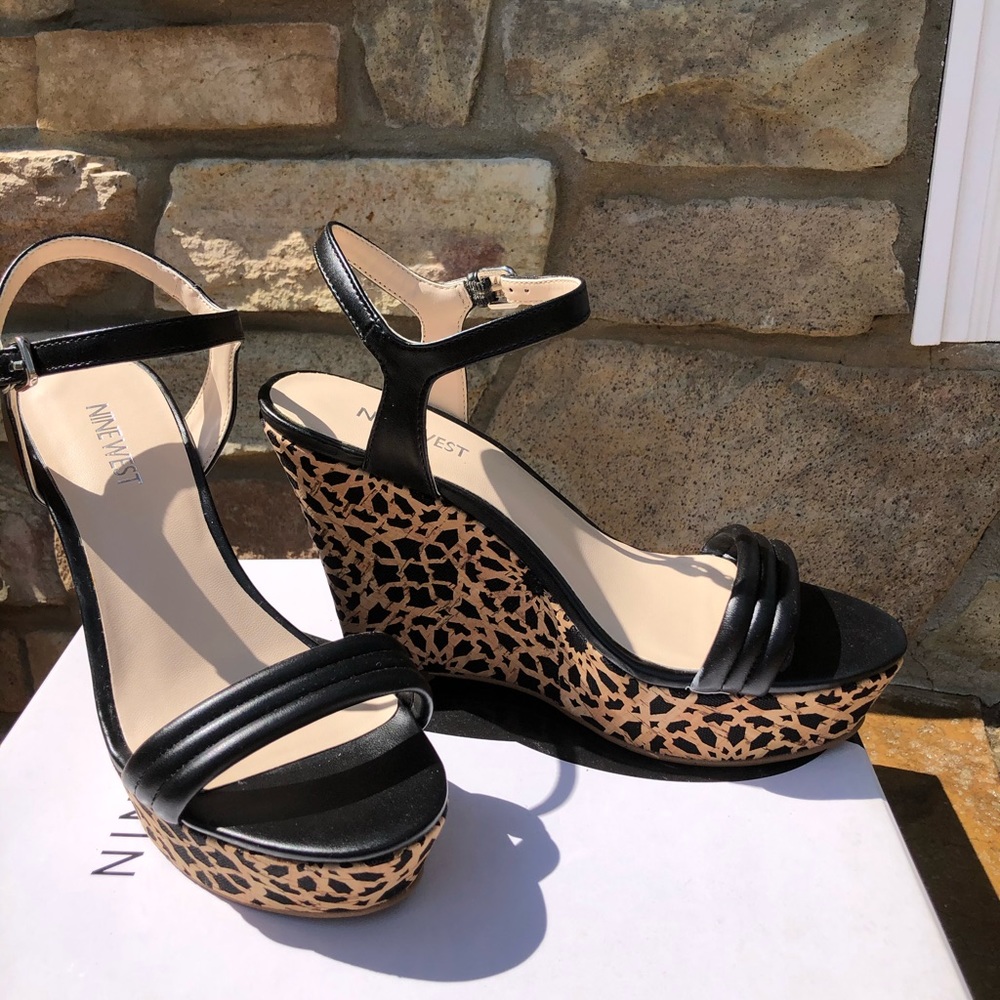 Nine West Junebug black wedge heels